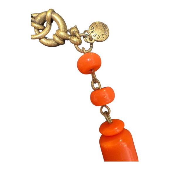 J. Crew Gold Tone Orange & Crystal Beads Long Necklace - Picture 4 of 4